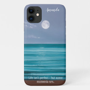 Het leven is geen perfecte maan boven blauwgroen z Case-Mate iPhone case