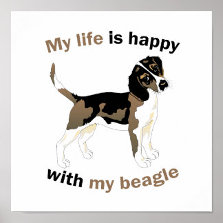 Het leven is gelukkig met mijn beagle poster