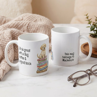 Het leven is geweldig met een hond en een goed boe koffiemok