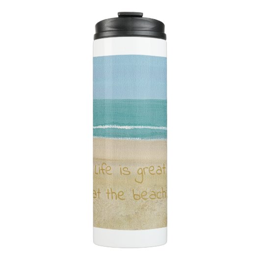 Het leven is geweldig op het strand, de zandgolven thermosbeker (Voorkant)