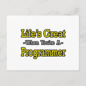 Het leven is geweldig...Programmeur Briefkaart (Voorkant)