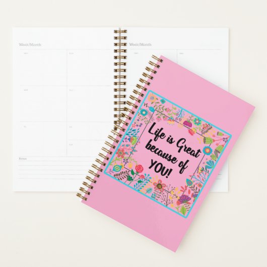 Het leven is geweldig vanwege uw bloemige omlijst planner (Display)