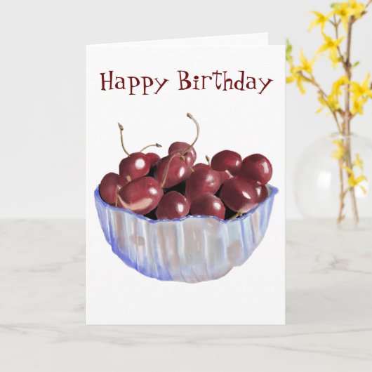 Het leven is gewoon een Bowl van Cherries. Kaart (Gele Bloem)