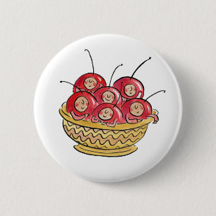 Het leven is gewoon een kom met kersen ronde button 5,7 cm