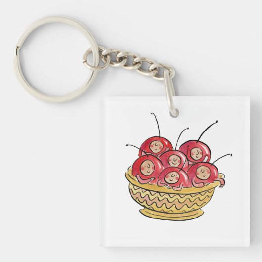 Het leven is gewoon een kom met kersen sleutelhanger (voorkant)
