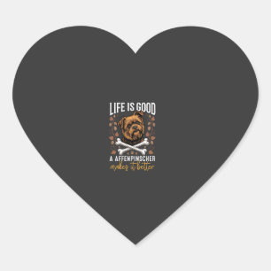 Het Leven Is Goed Affenpinscher Hond Gekruiste Bot Hart Sticker