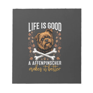 Het Leven Is Goed Affenpinscher Hond Gekruiste Bot Notitieblok