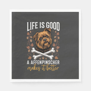 Het leven is goed Affenpinscher hond gekruiste bot Servet