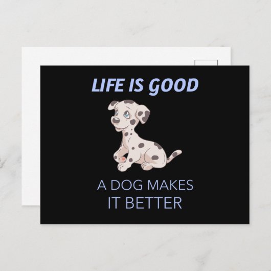 het leven is goed als een hond het beter maakt briefkaart (Voorkant / Achterkant)