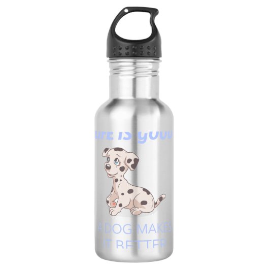 het leven is goed als een hond het beter maakt waterfles (Voorkant)