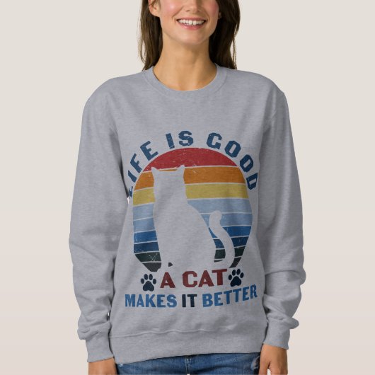 Het leven is goed, een kat maakt het beter trui (Voorkant)