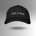 Het leven is goed geborduurde pet<br><div class="desc">Omarm positiviteit met het "Life is Good" geborduurd honkbal Pet. Gemaakt van 100% katoenen en kledinggewassen voor ultieme zachtheid, biedt dit zespaneelige, ongestructureerde low-mid crown pet zowel comfort als stijl. De verstelbare achtersluiting zorgt voor een perfecte pasvorm voor iedereen. Draag dit pet als een dagelijkse herinnering om zich te concentreren...</div>
