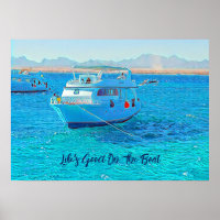 Het leven is goed op de boot varen helder blauw wa