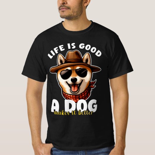 Het leven is goed voor een hond, wat het Hondenlie T-shirt (Voorkant)