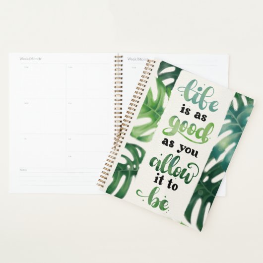 Het leven is goede bevestiging groene Oerwoud blad Planner (Display)