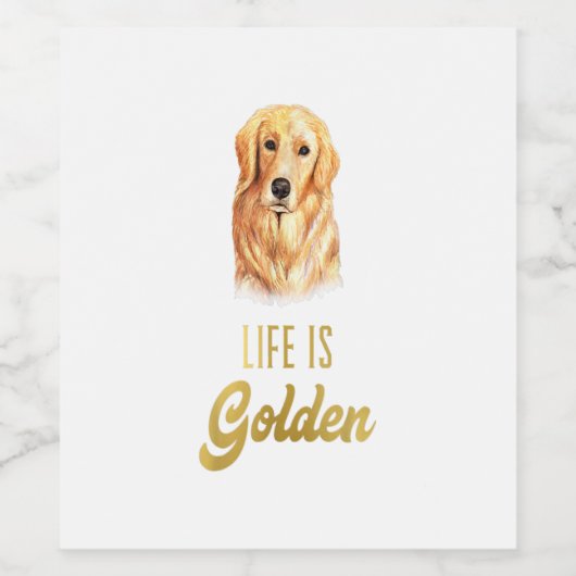 Het leven is Golden Cute Dog Eigenaar Golden Retri Wijn Etiket (Enkel label)