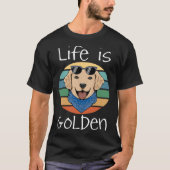 Het leven is Golden Golden Mam Retriever Mam Retro T-shirt (Voorkant)