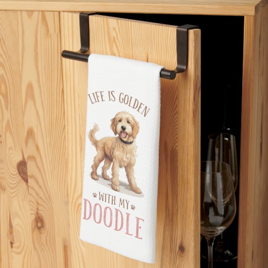 Het leven is Golden met een Doodle Theedoek (Derde Gevouwen)