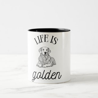 Het leven is Golden Minimalist Black White Coffee  Tweekleurige Koffiemok