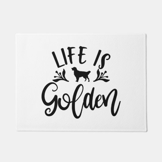 Het leven is Golden. Ontwerp voor Golden Retriever Deurmat (Voorkant)