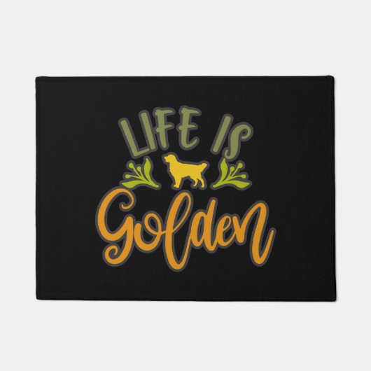Het leven is Golden. Ontwerp voor Golden Retriever Deurmat (Voorkant)