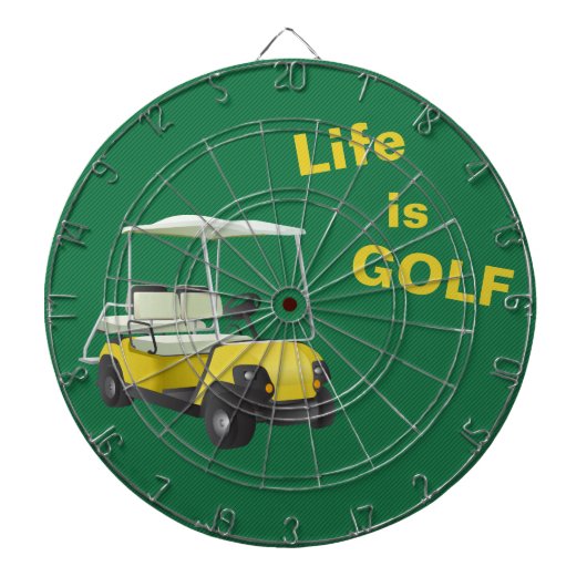 Het leven is Golf Cart Green Yellow Dartboard Dartbord (Voorkant)
