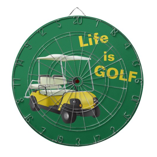 Het leven is Golf Cart Green Yellow Dartboard Dartbord (Voorkant)