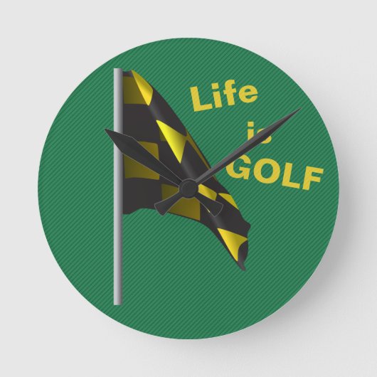 Het leven is Golf Flag Green Yellow Clock Ronde Klok (Voorkant)