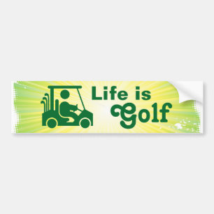 Het leven is Golf Golfer Golf Cart Green Yellow Bumpersticker