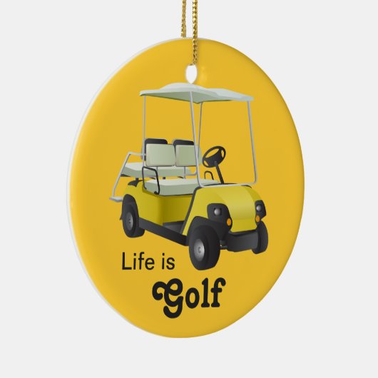 Het leven is Golf Golfer Golf Cart Yellow Ornament (Rechts)