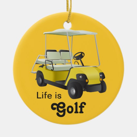 Het leven is Golf Golfer Golf Cart Yellow Ornament (Voorkant)