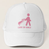 Het leven is Golf Golfer Pink White Women's Ball P Trucker Pet (Voorkant)