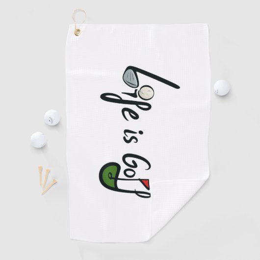 Het leven is Golf - Grappig Golf Lover Quote Desig Golfhanddoek (Insitu)