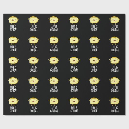 Het leven is Gouda Funny Positieve kaak un Dark BG Cadeaupapier (Vlak)