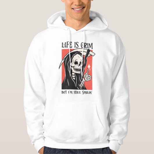 Het leven is grimmig grappig maaier grappige sarca hoodie (Voorkant)