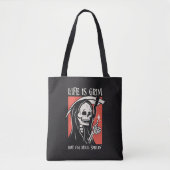 Het leven is grimmig grappig maaier grappige sarca tote bag (Voorkant)