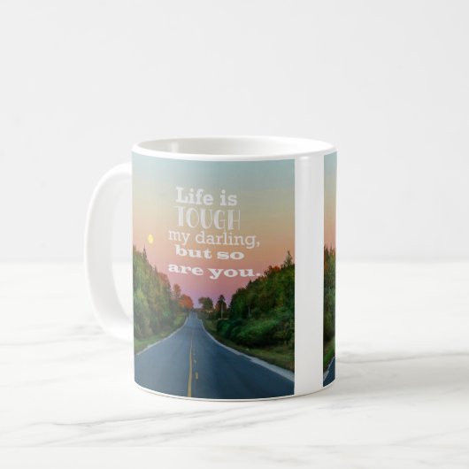 Het leven is hard, maar ook de Mok van koffie (Voorkant links)