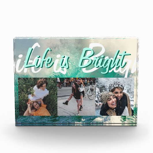 Het leven is helder met Ocean Waves Photo Block Fotoblokken (Voorkant)