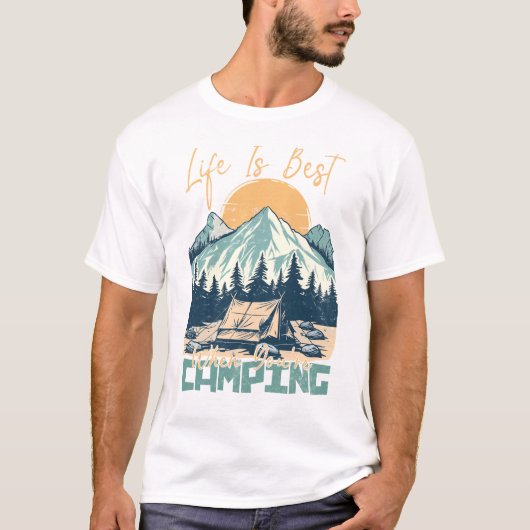 Het leven is het beste als je kampeert - Natuur Ad T-shirt (Voorkant)