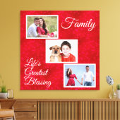 Het leven is het grootst - drie familiefoto's hart canvas afdruk (Insitu (Woonkamer))