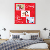 Het leven is het grootst - drie familiefoto's hart canvas afdruk (Insitu (Slaapkamer))