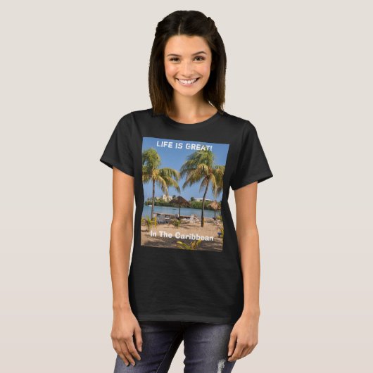 Het leven is het grote Caribische strand op de Maa T-shirt (Voorkant volledig)
