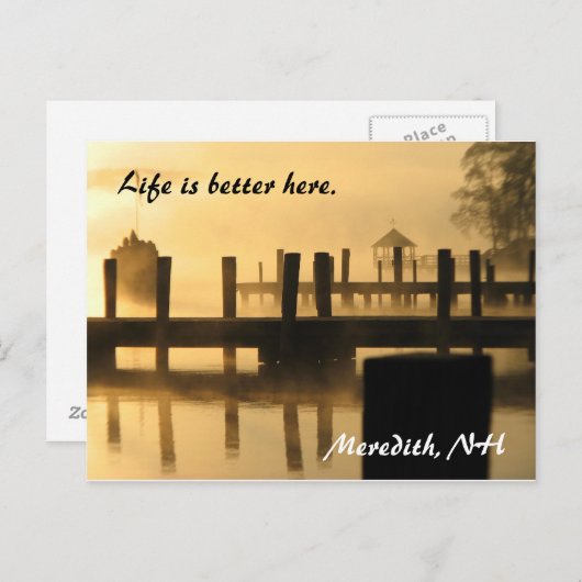 Het leven is hier beter. Meredith, NH Briefkaart (Voorkant / Achterkant)