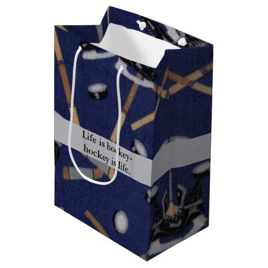 Het leven is Hockey Medium Cadeauzakje (Voorkant Gekanteld)