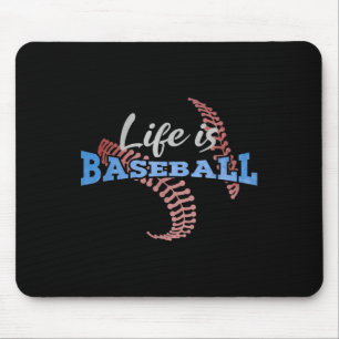 Het leven is honkbalspeler Quote Red Stitches  Muismat