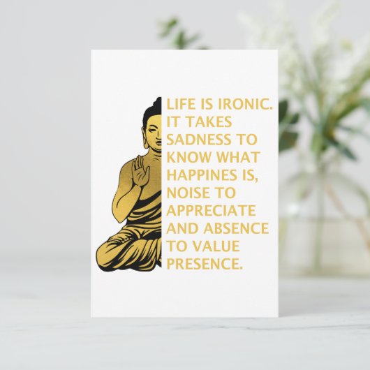 het leven is ironisch dat het verdriet vergt om ge bedankkaart (Staand voorkant)