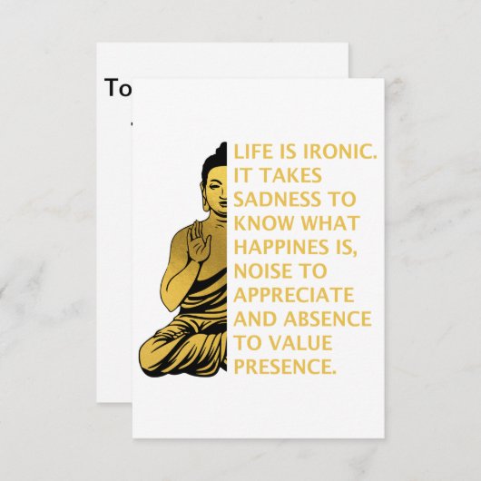 het leven is ironisch dat het verdriet vergt om ge bedankkaart (Voorkant / Achterkant)