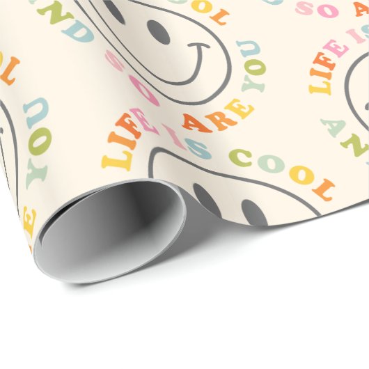 Het leven is kool glimlachend gezicht cadeaupapier (Rol Hoek)