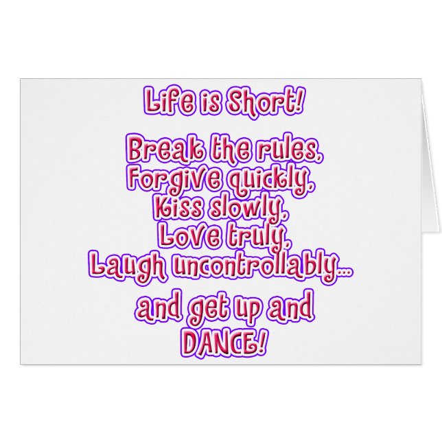 Het leven is kort (Voorkant Horizontaal)