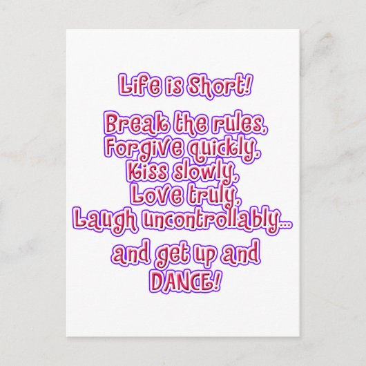 Het leven is kort briefkaart (Voorkant)